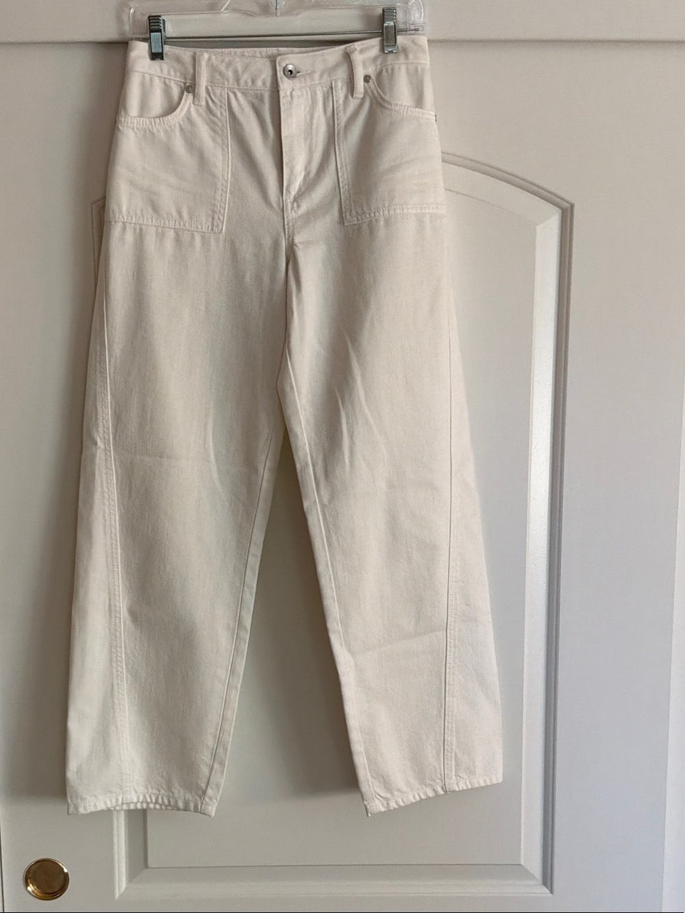 Women's Cream Straight-Leg Utility Chinos